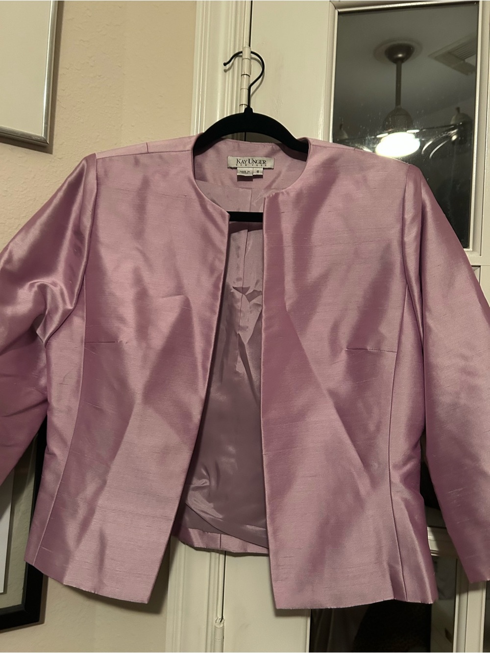 Kay Unger Pink Silk Open-Front Jacket